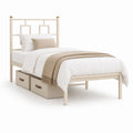 Einzelbett Metallbettgestell Creme aus pulverbeschichtetem Stahl 90 x 200 cm