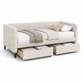 Tagesbett mit 2 Schubladen Beige Polyester 90 x 200 cm