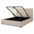 Stauraumbett 160 x 200 cm Beige Polyester Rechteckig mit Gasdruckfeder Lattenrost und Kopfteil