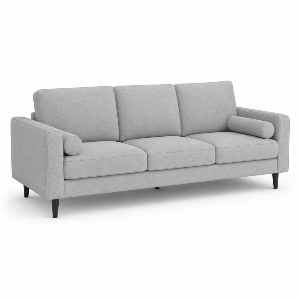 3-Sitzer Sofa hellgrau mit Polyesterbezug rechteckig 220 x 90 x 85 cm