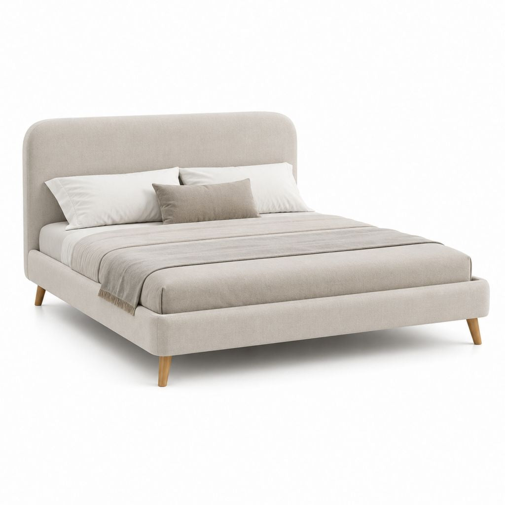 Polsterbett Doppelbett Beige Polyester Rechteckig 160 x 200 cm