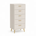 Hohe Schubladenkommode Cremeweiß MDF Stahl Rechteckig 60 x 40 x 120 cm mit 5 Schubladen