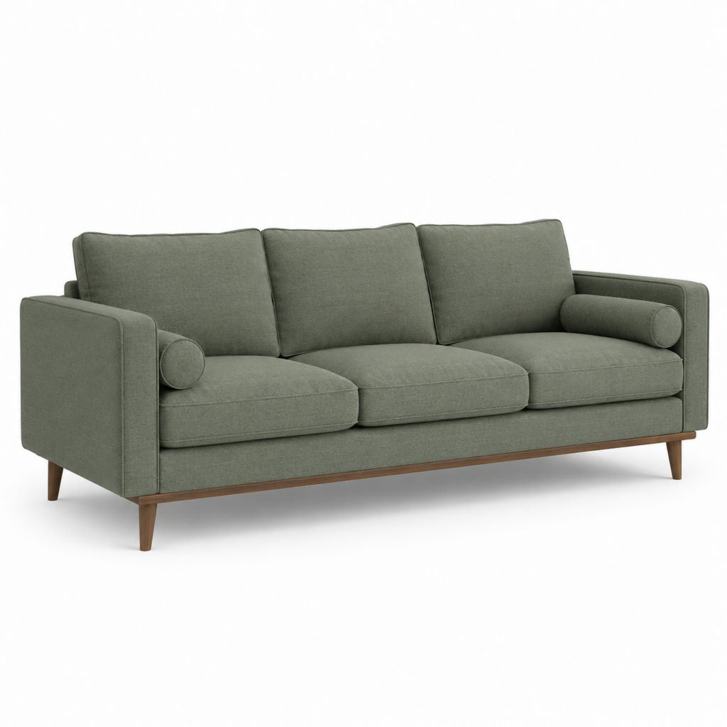 3-Sitzer Sofa Grün Polyester gerade mit Massivholzfüßen 210 x 86 x 84 cm