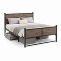 Metallbett Doppelbett mit Bettkasten Schwarz Braun Stahl MDF rechteckig 160 x 200 cm
