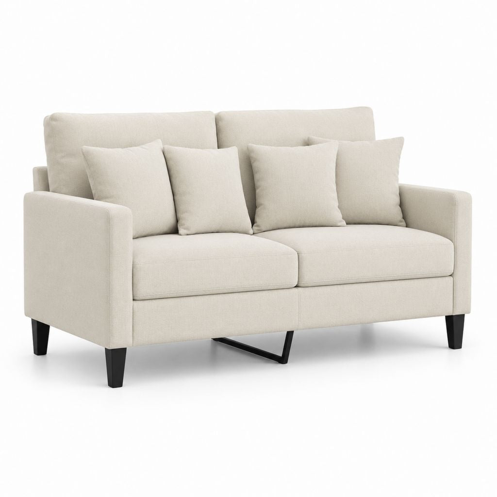 2-Sitzer Sofa Beige mit Polyesterbezug Rechteckig 160 x 85 x 85 cm