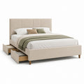 Polsterbett mit 2 Schubladen Beige Polyester Rechteckig 160 x 200 cm