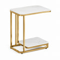 Beistelltisch Weiß Gold Edelstahl Keramik rechteckig 40 x 30 x 60 cm