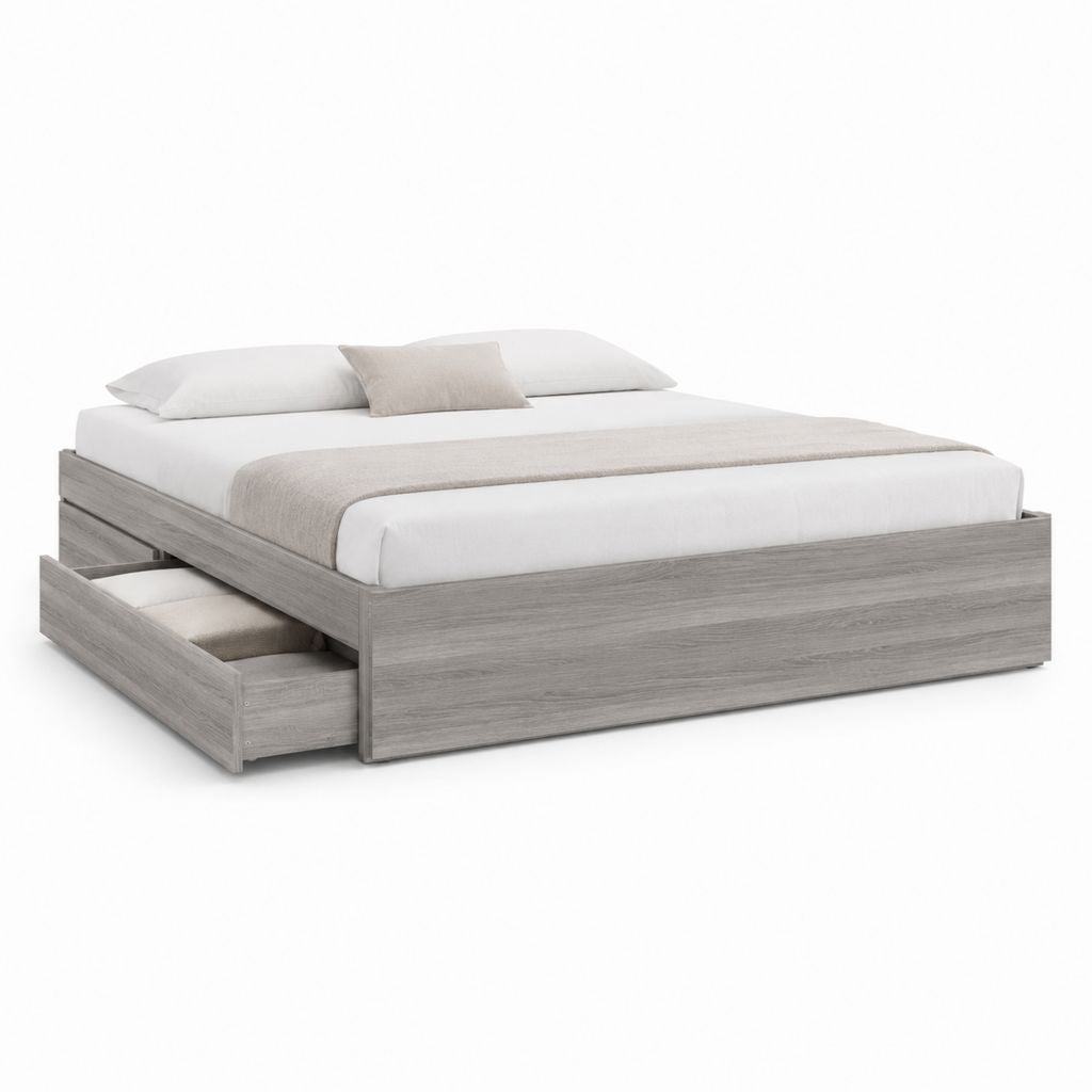 Bettgestell mit Unterbett-Schublade Grau Spanplatte Rechteckig 160 x 200 cm