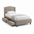 Polsterbett mit 2 Schubladen Taupe Polyester rechteckig 90 x 200 cm